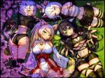  4girls alt_text animal_ears ass breasts cat_ears cherry_blossoms cleavage clickdraws english_commentary highres indie_virtual_youtuber japanese_clothes looking_at_viewer lying miko multiple_girls open_mouth outstretched_hand self_upload smile tail virtual_youtuber white_hair 