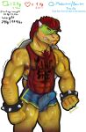  abs animal_humanoid anthro armpit_hair bodily_fluids body_hair bottomwear bowser bowser_day cenies chest_hair clothed clothing english_text erection erection_under_bottomwear erection_under_clothing facial_hair growing growth_drive growth_sequence hairy hi_res humanoid jock koopa koopa_humanoid koopa_troopa male mario_bros muscle_groups nintendo reptile scalie scalie_humanoid shorts sleveless_hoodie sleveless_shirt solo sweat sweatdrop text transformation translucent translucent_clothing turtle veiny_muscles video_games 