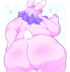  &lt;3 anthro big_butt blue_eyes blush butt fat_rolls female fur hair hand_on_butt hi_res huge_butt huge_thighs lagomorph leporid looking_at_viewer looking_back love_handles mammal multicolored_hair nude obese overweight pink_body pink_fur pink_hair portrait purple_hair rabbit radiowave simple_background smile solo standing tail_tuft thick_thighs three-quarter_portrait tuft white_body white_fur wide_hips 