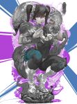  1girl absurdres artist_logo black_hair boots bottle breasts chun-li cleavage cleavage_cutout clenched_hand clothing_cutout dragon drinking_straw eastern_dragon hair_between_eyes highres lips looking_at_viewer object_on_breast parkjinsuky pink_eyes solo squatting street_fighter twintails wrist_cuffs 