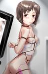  asaki_yuki bdsm bob_cut bondage bound breasts brown_eyes brown_hair bustier camera cellphone cellphone_camera cellphone_picture crotch_rope exhibitionism hagiwara_yukiho idolmaster idolmaster_(classic) lingerie medium_breasts nipples phone rope shibari short_hair solo underwear vibrator 