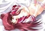  artist_request blush breast_hold breasts covered_nipples hair_over_breasts kousaka_tamaki large_breasts long_hair lying masturbation motion_blur navel open_clothes open_mouth open_shirt panties panty_pull pussy_juice red_hair school_uniform self_fondle serafuku shirt solo tears thighhighs to_heart_2 underwear yellow_eyes 