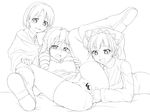  alicia_melchiott anal anal_fingering blush bottomless censored drill_hair fingering greyscale hiru_okita isara_gunther monochrome multiple_girls senjou_no_valkyria senjou_no_valkyria_1 susie_evans thighhighs yuri 