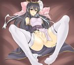  anus black_eyes black_hair bridal_gauntlets censored feet long_legs momio panties panties_around_one_leg pussy sangokushi_taisen solo soukougou spread_legs spread_pussy thighhighs underwear white_panties 