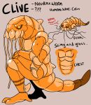 anthro brown_body brown_stripes brown_tail crouching english_text feral glistening glistening_body glistening_eyes imperatorcaesar looking_aside male model_sheet orange_body orange_tail pupils red_eyes ringed_eyes solo striped_legs stripes tentacles text white_pupils worm yellow_eyes 