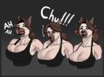  absurd_res anthro big_breasts bouncing_breasts breasts canid canine canis clothing colored domestic_dog female hi_res mammal maria_(pancarta) mole_on_breast nipple_slip pancarta sequence shirt sneeze solo tank_top topwear 