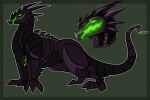  black_body border dragon feral green_background green_border green_eyes horn imperatorcaesar purple_body purple_horn quadruped simple_background solo 
