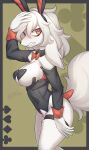  absurd_res anthro blush breasts canid canine clothed clothing female fur hair hi_res mammal solo white_body white_fur zinfyu 