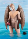  absurd_res adult anthro avian barn beach bird clothing digital_media_(artwork) doctor english ferelay genitals hat headgear headwear hi_res immortal male nsfw owl pansexual penis risl_zxc sea seaside shallow solo water wings 