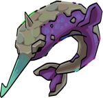  alpha_channel ambiguous_gender colored colored_line_art facial_horn green_horn hades_(game) horn jen_zee low_res marine nose_horn purple_body purple_scales rock_skin scales shaded simple_background solo stonewhal_(hades) transparent_background 