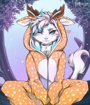  anthro blush character_colours choker clothing fluffy fluffy_tail girly hi_res invalid_tag jewelry looking_at_viewer male necklace onesie ori ori_and_the_blind_forest rekiowaa solo spirit submissive 