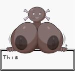  absurd_res amphibian anthro big_breasts black_nipples breasts brown_body coffee_demon female hi_res huge_breasts looking_at_viewer nintendo nipples paldean_form paldean_wooper pok&eacute;mon pok&eacute;mon_(species) smile solo text text_box video_games wooper 