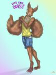  bottomwear clothing eyelashes fluffy fluffy_tail fur hi_res male mammal red_body red_fur rodent sciurid shirt shorts simple_background tank_top text topwear whimsicalsquirrel 
