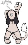  anthro bottomwear clothed clothing female flat_chested mammal nintendo open_mouth panties pattern_bottomwear pattern_clothing pattern_panties pattern_underwear pok&eacute;mon pok&eacute;mon_(species) skimpy smeargle solo stretching striped_bottomwear striped_clothing striped_panties striped_underwear stripes topless trout_(artist) underwear video_games yawn 
