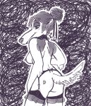  accessory anthro arm_tuft blush borzoi breasts butt canid canine canis collar domestic_dog ear_piercing female frilly frilly_accessory garter_belt garter_straps hair_tied hi_res hunting_dog long_snout looking_at_viewer mammal monochrome nina_(passionatefloorromance) passionatefloorromance piercing rear_view shoulder_blades side_boob sighthound snout solo tuft 