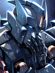  autobot blue_eyes drift_(transformers) english_commentary from_side highres lina_rojas looking_ahead mecha open_hand parted_lips portrait rain robot science_fiction solo the_transformers_(idw) transformers 