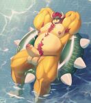 2022 anthro armpit_hair balls barazoku beard belly biceps big_muscles body_hair bowser bowser_day chest_hair darkbearcave erection eyebrows facial_hair foreskin genitals hair hands_behind_head happy_trail hi_res horn huge_muscles humanoid_genitalia humanoid_penis koopa looking_at_viewer lying male mario_bros musclegut muscular muscular_anthro muscular_male narrowed_eyes nintendo nipple_piercing nipple_ring nipples non-mammal_balls non-mammal_nipples nude obliques on_back open_mouth open_smile partially_submerged pecs penis piercing pubes relaxing ring_piercing scalie smile solo spikes swim_ring teeth thick_penis thick_thighs tongue triceps video_games water 