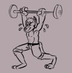  anthro athletic barbell beta_pup canid canine canis claws clothing domestic_dog exercise male mammal solo struggling toony workout 