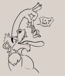  anthro beta_pup canid canine canis claws clothing domestic_dog duo hungry macro male male/male mammal micro open_mouth panicking size_difference sketch speech_bubble tongue tongue_out ursid vore 