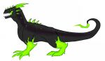  ambiguous_gender back_spikes black_body black_tail dragon empty_eyes green_body green_horn horn imperatorcaesar leg_markings markings open_mouth side_view simple_background socks_(marking) solo spikes spikes_(anatomy) white_background 