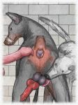  2022 anatomically_correct anatomically_correct_anus anatomically_correct_genitalia anatomically_correct_penis animal_genitalia animal_penis anthro anthro_on_feral anus ball_lick balls bestiality bodily_fluids brown_body brown_fur butt canid canine canine_penis canis darkmare digital_media_(artwork) dobermann domestic_dog erection faceless_anthro faceless_character faceless_male feral feral_on_feral fur genitals group knot licking male male/male mammal muzzle_(object) muzzled oral penis perineum pinscher rear_view saliva sex tongue tongue_out trio white_body white_fur 