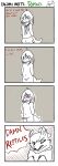  2015 absurd_res angry animal_genitalia animal_penis anthro blush bottomwear canid canine canis canisfidelis clothed clothing comic crossdressing dialogue english_text erection eye_through_hair female genital_slit genitals hair hands_behind_back hi_res humor lizard looking_at_viewer looking_down male mammal navel nude okami_wolf open_mouth penis reptile reptile_penis scalie school_uniform shirt simple_background skirt slit solo text tongue tongue_out topwear translucent translucent_hair uniform wolf 
