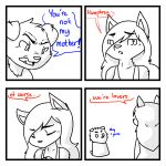  2016 angry anthro canid canine canis canisfidelis clothed clothing comic dialogue domestic_dog duo english_text eye_through_hair eyebrow_through_hair eyebrows eyes_closed female hair hi_res humor humphrey_(canisfidelis) male mammal monochrome open_mouth seashell_(canisfidelis) simple_background solo speech_bubble teeth text tongue translucent translucent_hair 