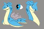  3:2 blue_body blue_tongue glistening glistening_eyes grey_background grey_body imperatorcaesar lapras looking_aside mouth_closed nintendo open_mouth pok&eacute;mon pok&eacute;mon_(species) simple_background solo tongue video_games yellow_body 