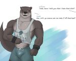  anthro clothing echo_(series) echo_project hi_res lutrine male mammal mustelid one_eye_closed solo the_smoke_room todd_bronson vajtheunholy video_games visual_novel wet wet_clothing wink 