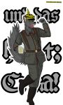  alcohol alpha_channel anthro beer beverage boots by canid canine canis caue_ferrari clothing creative_commons footwear german german_text imperial kadabliuh_2009 male mammal military military_uniform oktoberfest singing solo text uniform wolf world_war_1 