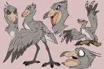  artist_logo avian black_claws cheek_tuft chest_tuft claws facial_tuft feathered_wings feathers feral grey_body grey_feathers grey_wings imperatorcaesar logo male narrowed_eyes neck_tuft open_mouth red_tongue simple_background solo standing tongue tuft wings yellow_eyes 