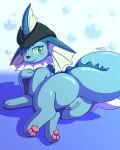  absurd_res anus blue_body blush butt eeveelution female feral genitals green_eyes hi_res looking_at_viewer nintendo nulloffset paws pok&eacute;mon pok&eacute;mon_(species) pussy raised_tail solo vaporeon video_games 