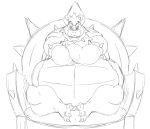  2022 anthro armband belly big_belly bowser bowser_day bracelet chair claws collar crossed_arms fangs front_view furniture hair hi_res horn jewelry koopa looking_at_viewer male mario_bros monochrome nintendo obese obese_anthro obese_male open_mouth overweight overweight_anthro overweight_male reagan700 scalie sitting sketch smile smiling_at_viewer solo spiked_armband spiked_bracelet spiked_collar spiked_shoulderpads spikes throne toe_claws video_games 