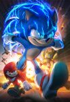  absurdres battle chasing colinsearle contrail drone energy explosion firing floating flying fox gameplay_mechanics hedgehog highres knuckles_the_echidna mecha missile multiple_tails robot running science_fiction sega shoes sneakers sonic_(series) sonic_the_hedgehog sonic_the_hedgehog_2_(film) tail tails_(sonic) 