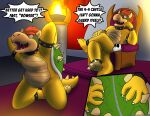  absurd_res ambiguous_gender anthro bowser clothing costume duo fursuit hi_res immelmann koopa male mario_bros nintendo paws scalie stuck_in_suit suit video_games 