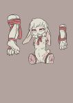  absurd_res amputee anthro arms_tied bound collar corpse crowskull death disability disembodied_hand disembodied_leg dismemberment female genitals gore hair hi_res implied_cannibalism lagomorph leather_strap legs_tied leporid mammal nipples pussy quadruple_amputee rabbit solo white_body white_hair 