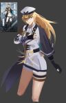  blonde_hair blue_eyes chrome_(punishing:_gray_raven) genderswap genderswap_(mtf) grey_background highres jacket military military_uniform mora_(moraippai) punishing:_gray_raven uniform white_headwear white_jacket 