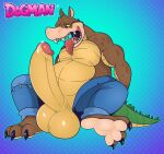  absurd_res activision anthro balls barefoot big_penis bodily_fluids crash_bandicoot_(series) dingodile dogmanart drooling feet genitals hi_res huge_penis male paws penis saliva solo tongue tongue_out video_games 