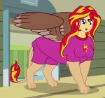  2016 absurd_res animal_body animal_humanoid badumsquish clothing equestria_girls felid female feral friendship_is_magic hasbro hi_res humanoid humanoid_face looking_at_viewer mammal monster_girl_(genre) my_little_pony mythological_sphinx mythology solo sunset_shimmer_(eg) 
