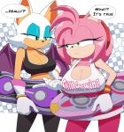  amy_rose anthro big_breasts breasts chiropteran cleavage clothed clothing duo eulipotyphlan extreme_gear female gloves green_eyes handwear hedgehog hi_res kojiro-brushard mammal rouge_the_bat sega sonic_the_hedgehog_(series) 