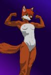  abs absurd_res anthro athletic athletic_female breasts canid canine female fox fur hatjosuke8 hi_res humanoid mammal muscular muscular_female nude orange_body orange_fur solo 