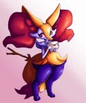  anthro backtrekwatch braixen canid canine female fur hi_res inner_ear_fluff letter mammal nintendo pok&eacute;mon pok&eacute;mon_(species) red_eyes solo stick thick_thighs tuft valentines_day_card video_games yellow_body yellow_fur 