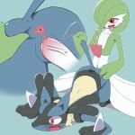  1:1 absurd_res anthro anus ass_up black_body blue_body blush blush_lines cutaway duo female fur gardevoir genitals green_body hand_spikes hi_res humanoid_genitalia humanoid_penis looking_at_another looking_at_partner lucario male male/female multicolored_body nintendo open_mouth penetration penile penile_penetration penis penis_in_pussy pok&eacute;mon pok&eacute;mon_(species) red_eyes simple_background spikes spikes_(anatomy) spread_anus spreading tail_pull tan_body tan_fur two_tone_body vaginal vaginal_penetration vein veiny_penis video_games wasabi_(artist) white_body wide_eyed 