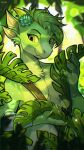  accessory ambiguous_gender anthro fern flower flower_in_hair grin hair hair_accessory hi_res horn hybrid kanya_the_drakkonid_(darkflamewolf) legend_of_ahya mammal multi_ear plant reptile scalie skiaskai smile solo tree 