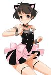  akizuki_ryou animal_ears bad_id bad_pixiv_id bare_shoulders bow brown_eyes brown_hair cat_ears censored cross cute_&amp;_girly_(idolmaster) flat_chest idolmaster idolmaster_dearly_stars jewelry male_focus necklace otoko_no_ko penis sad saikawa_yusa simple_background solo tears thighhighs white_background wristband 