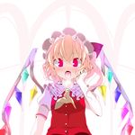  blonde_hair blush cum cumdrip flandre_scarlet hat highres one_side_up oouso ponytail red_eyes short_hair solo touhou wings 
