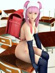  3d backpack bag belt black_legwear clear_(character) flat_chest gloves green_eyes incise_soul long_hair m-rs nude pink_hair randoseru ribbon school solo thighhighs 