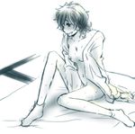  artist_request bottomless breasts d.gray-man greyscale masturbation medium_breasts miranda_lotto monochrome nude open_clothes open_shirt saliva shirt sitting socks solo sweat trembling 