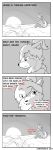  2017 absurd_res anthro black_nose bottomwear canid canine canis canisfidelis clothing comic dialogue english_text eye_through_hair eyebrow_through_hair eyebrows hair hi_res hoodie looking_aside looking_down male mammal neck_tuft okami_wolf on_ground open_mouth outside ponytail shorts side_view sitting sky solo speech_bubble sun sunset text topwear translucent translucent_hair tuft wolf 