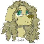  1:1 2022 absurd_res alpha_channel anthro bird_dog blonde_hair bust_portrait canid canine canis chest_tuft curled_hair digital_drawing_(artwork) digital_media_(artwork) domestic_dog eyewear female floppy_ears fur glasses golden_retriever great_dane green_eyes hair hi_res hunting_dog looking_at_viewer mammal mastiff mature_female mixed_breed molosser portrait retriever simple_background smile solo transparent_background tuft yellow_body yellow_fur zer0rebel4 